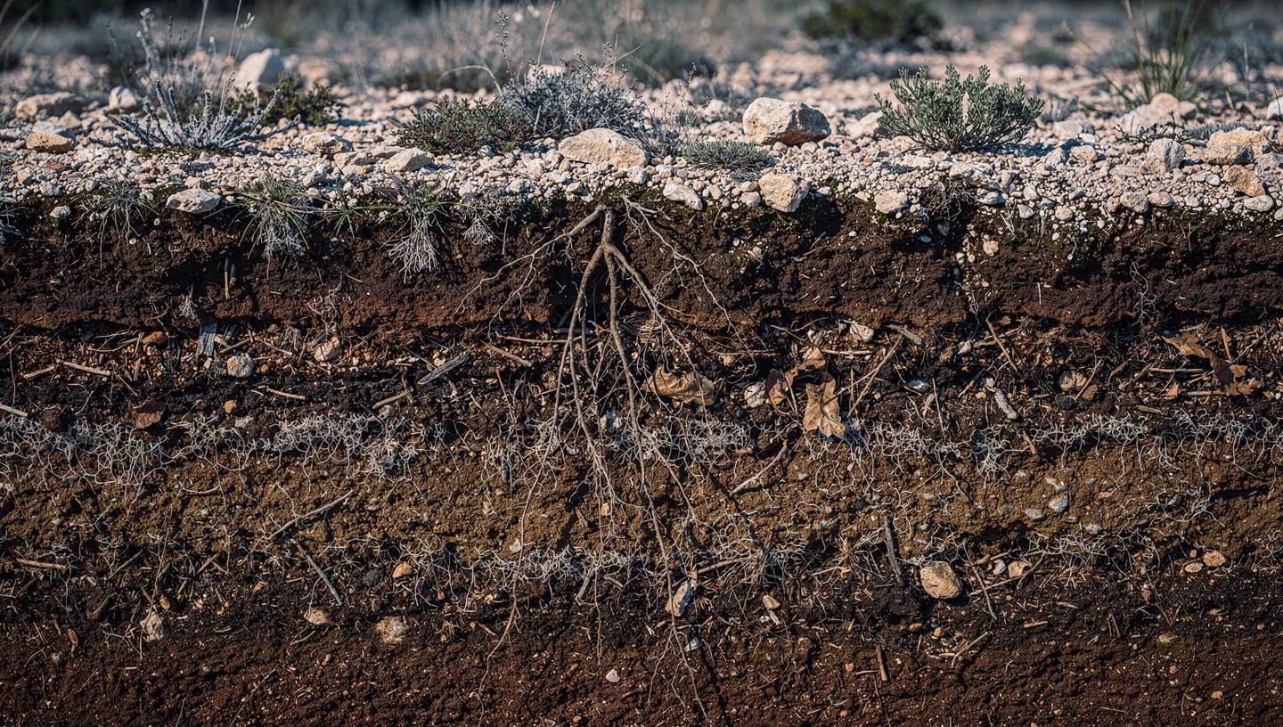 Bodenquerschnitt — lebendige Strukturen unter der Oberfläche